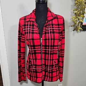 Onque Casuals Red and Black Plaid Sweater